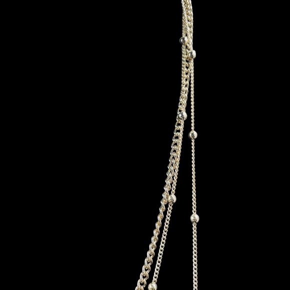 Ettika Layered Gold Tone Beaded Chain Necklace Adjustable Minimalist Boho Chic - Picture 8 of 9